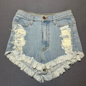 Vibrant Light Blue Denim Shorts
